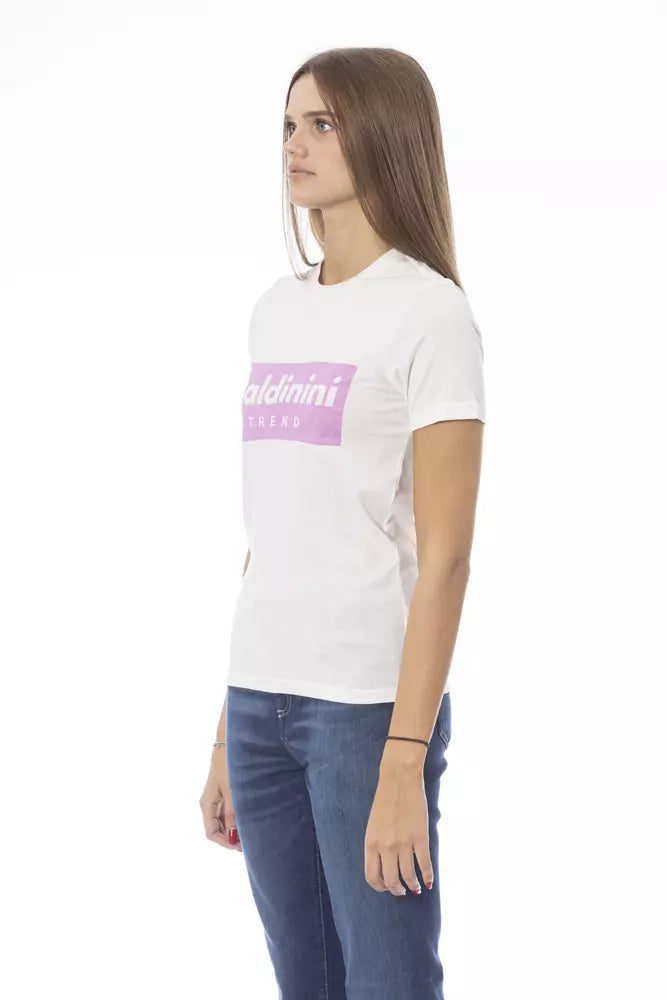 T-shirt da donna in cotone bianco Baldinini Trend