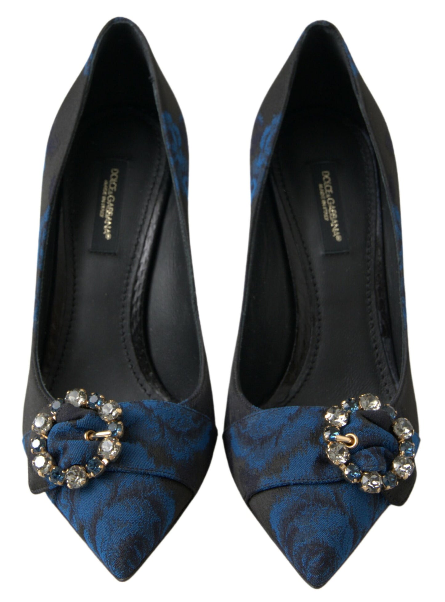 Scarpe con tacco Dolce &amp; Gabbana in Ayers blu con fiori e cristalli