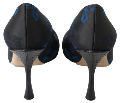 Scarpe con tacco Dolce &amp; Gabbana in Ayers blu con fiori e cristalli