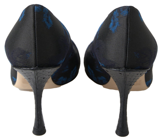 Scarpe con tacco Dolce &amp; Gabbana in Ayers blu con fiori e cristalli