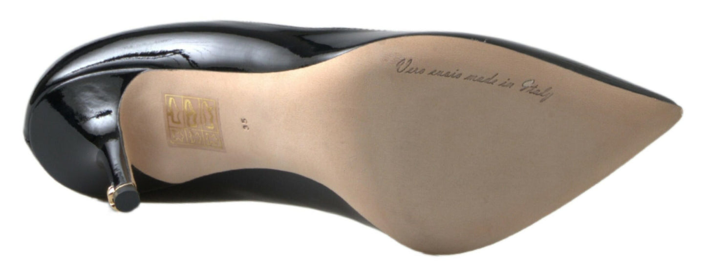 Scarpe con tacco alto in vernice nera Dolce &amp; Gabbana