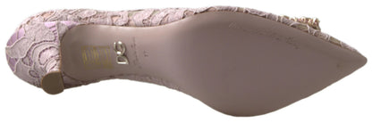 Scarpe con tacco Dolce &amp; Gabbana in pizzo floreale rosa DG Crystal