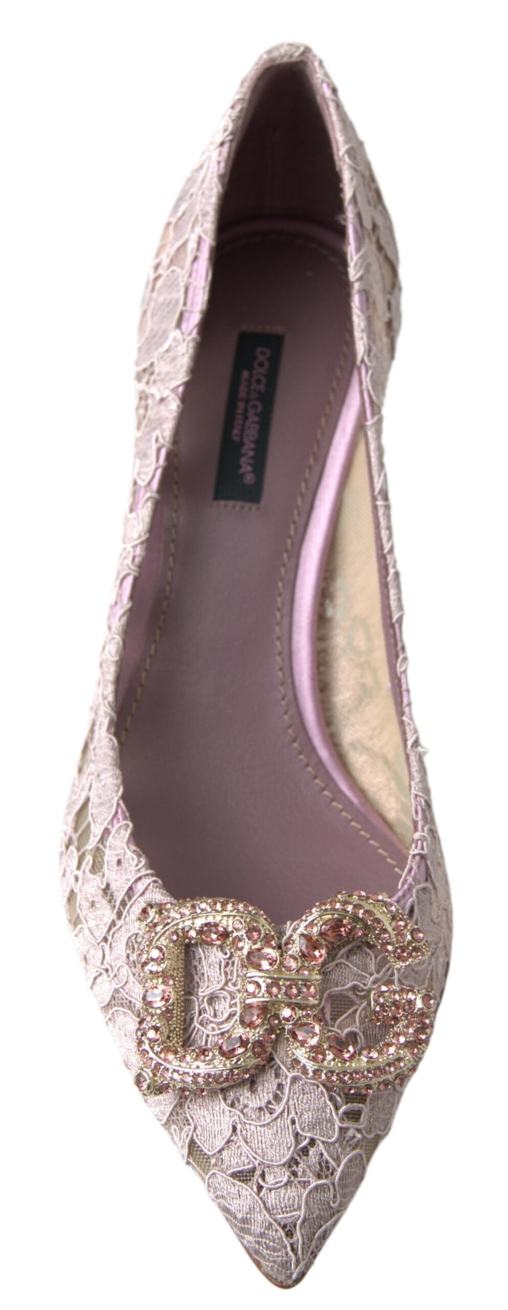 Scarpe con tacco Dolce &amp; Gabbana in pizzo floreale rosa DG Crystal