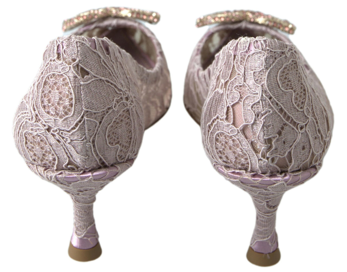 Scarpe con tacco Dolce &amp; Gabbana in pizzo floreale rosa DG Crystal