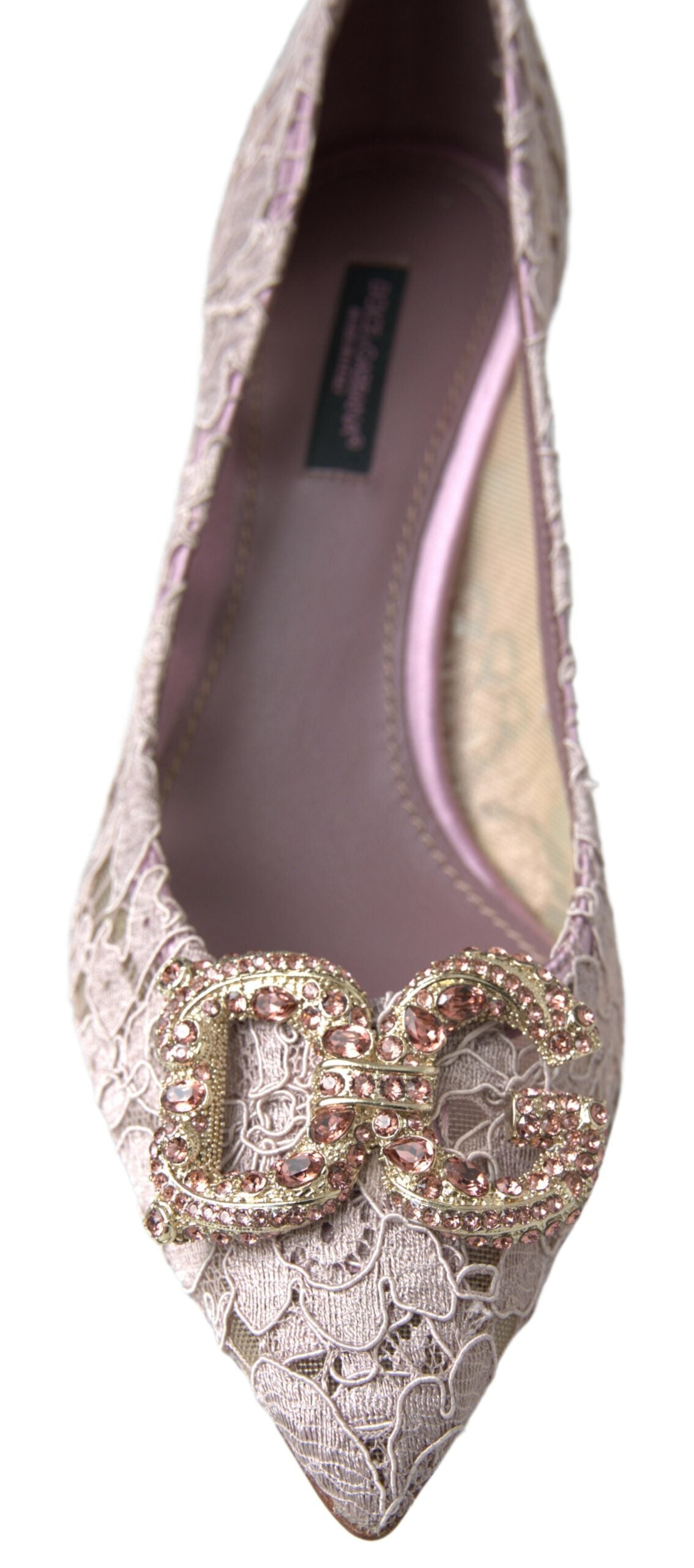 Scarpe con tacco Dolce &amp; Gabbana in pizzo floreale rosa DG Crystal