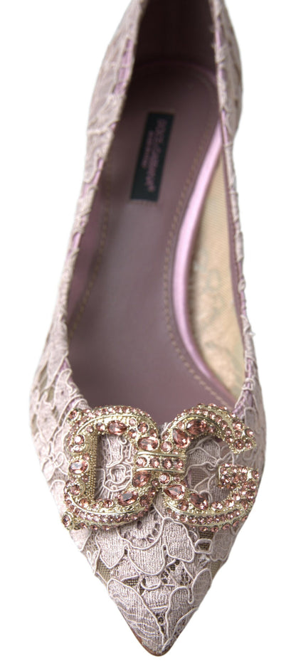Scarpe con tacco Dolce &amp; Gabbana in pizzo floreale rosa DG Crystal