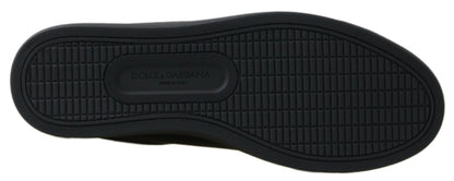 Scarpe da ginnastica classiche in pelle nera e oro Dolce &amp; Gabbana