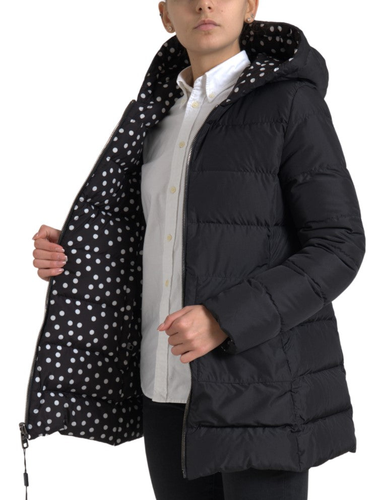 Giacca reversibile con cappuccio in poliestere nero Dolce &amp; Gabbana