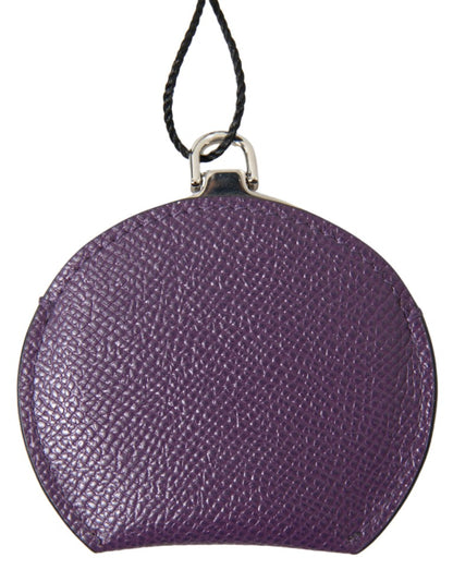 Portaspecchietto rotondo in pelle di vitello viola Dolce &amp; Gabbana