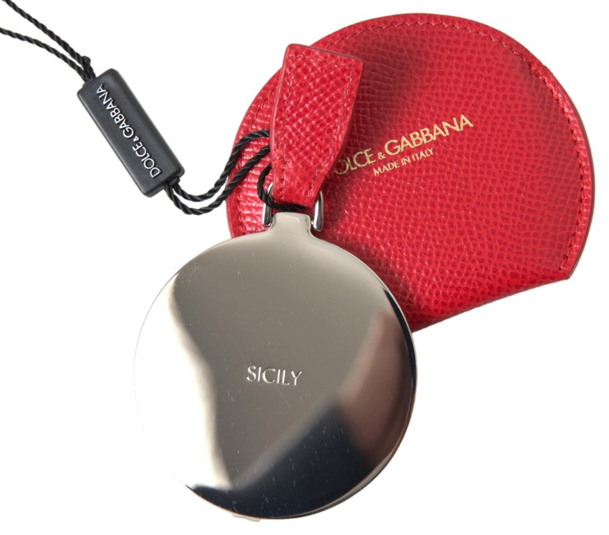 Portaspecchietto in pelle di vitello rossa Dolce &amp; Gabbana