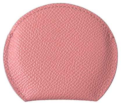 Portaspecchietto rotondo in pelle di vitello rosa Dolce &amp; Gabbana