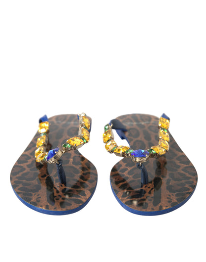 Sandali con cristalli blu Dolce &amp; Gabbana, scarpe da spiaggia