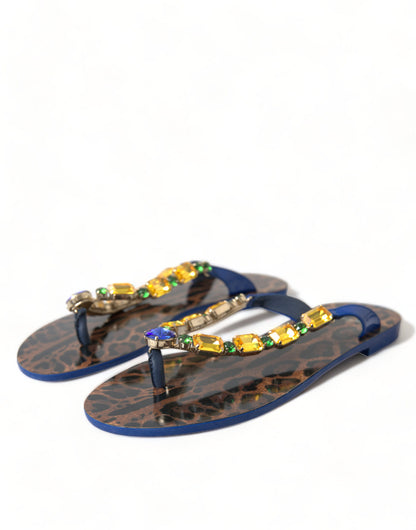 Sandali con cristalli blu Dolce &amp; Gabbana, scarpe da spiaggia