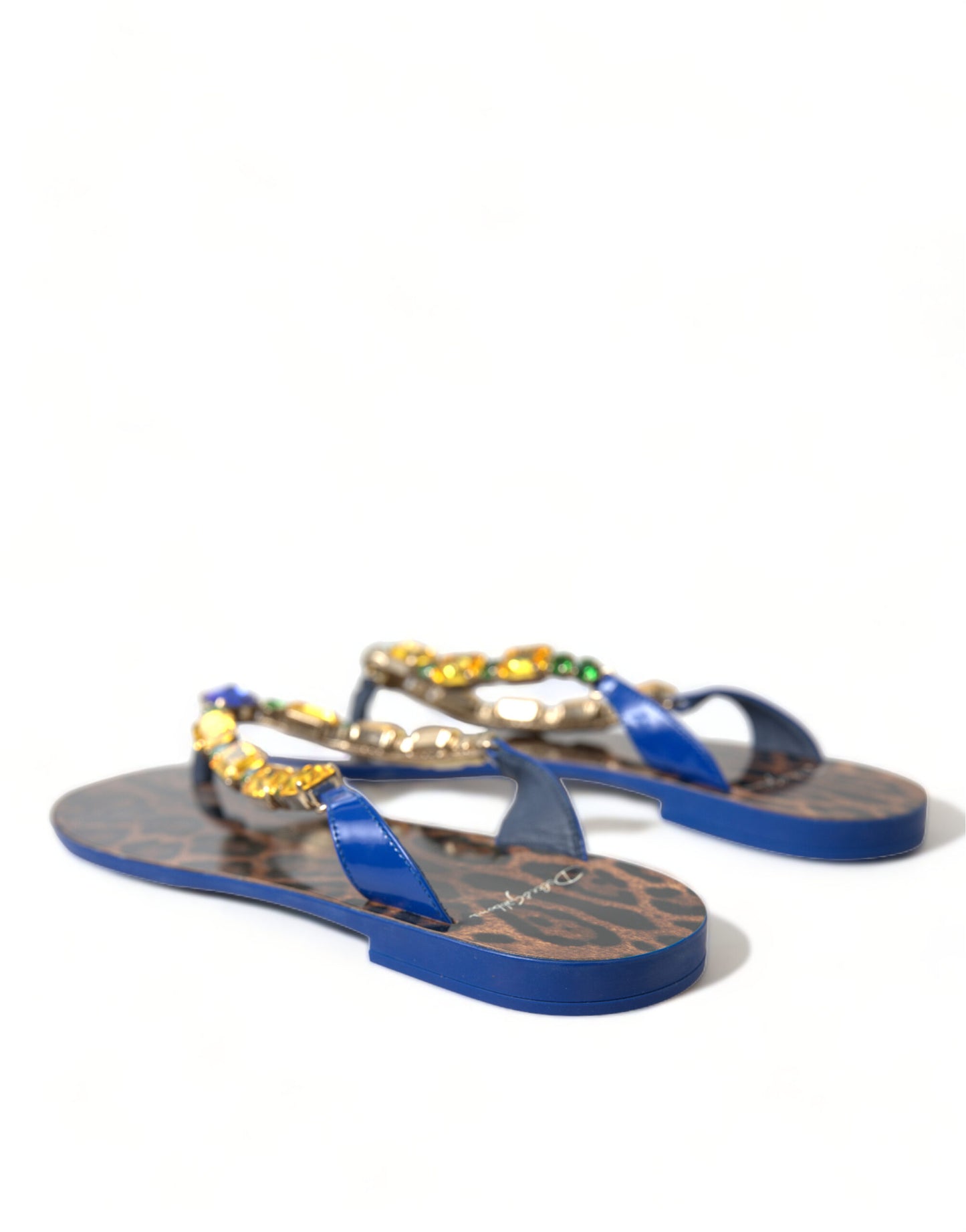 Sandali con cristalli blu Dolce &amp; Gabbana, scarpe da spiaggia