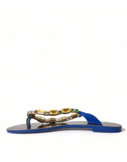 Sandali con cristalli blu Dolce &amp; Gabbana, scarpe da spiaggia