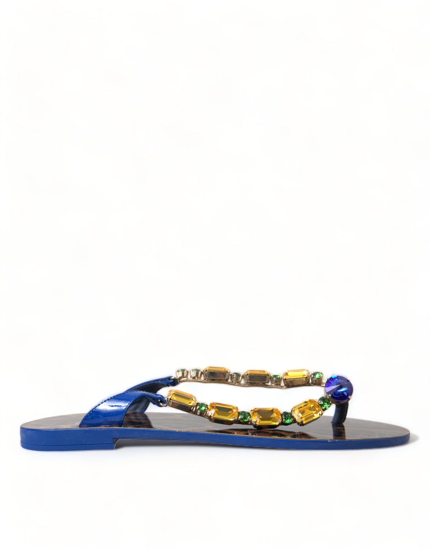 Sandali con cristalli blu Dolce &amp; Gabbana, scarpe da spiaggia