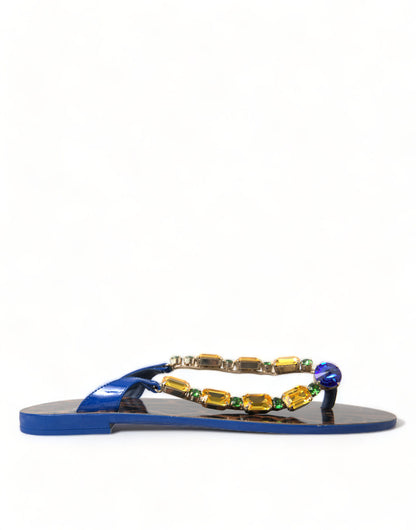 Sandali con cristalli blu Dolce &amp; Gabbana, scarpe da spiaggia