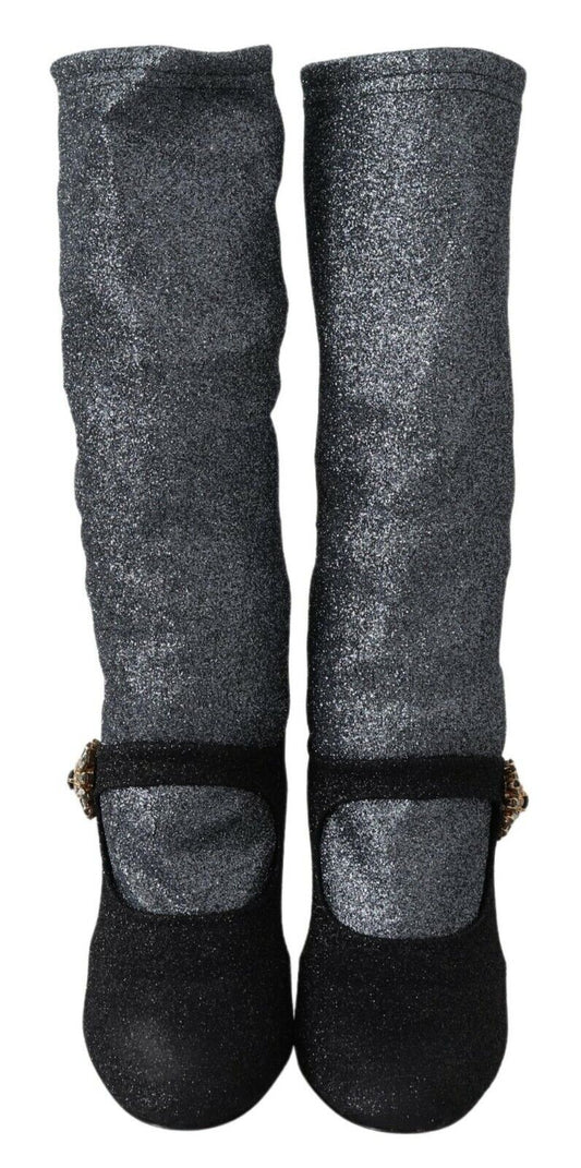 Dolce &amp; Gabbana - Stivaletti Mary Jane con cristalli neri