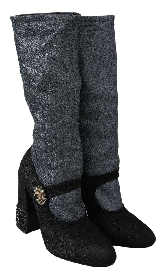 Dolce &amp; Gabbana - Stivaletti Mary Jane con cristalli neri