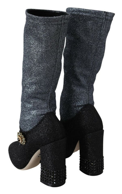 Dolce &amp; Gabbana - Stivaletti Mary Jane con cristalli neri