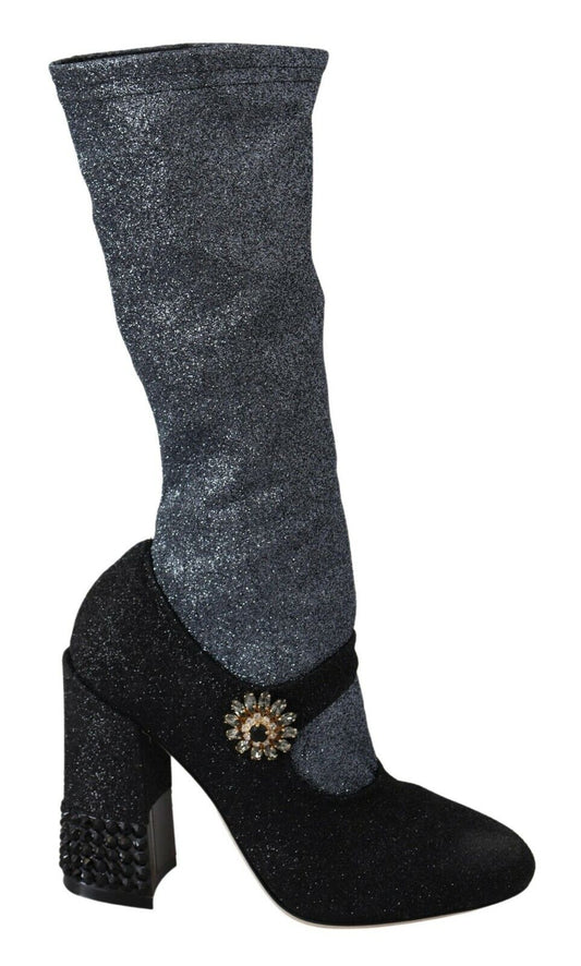 Dolce &amp; Gabbana - Stivaletti Mary Jane con cristalli neri