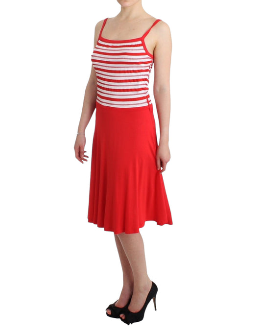 Abito a trapezio in jersey a righe rosse Roccobarocco