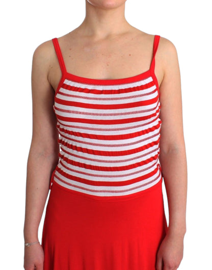 Abito a trapezio in jersey a righe rosse Roccobarocco