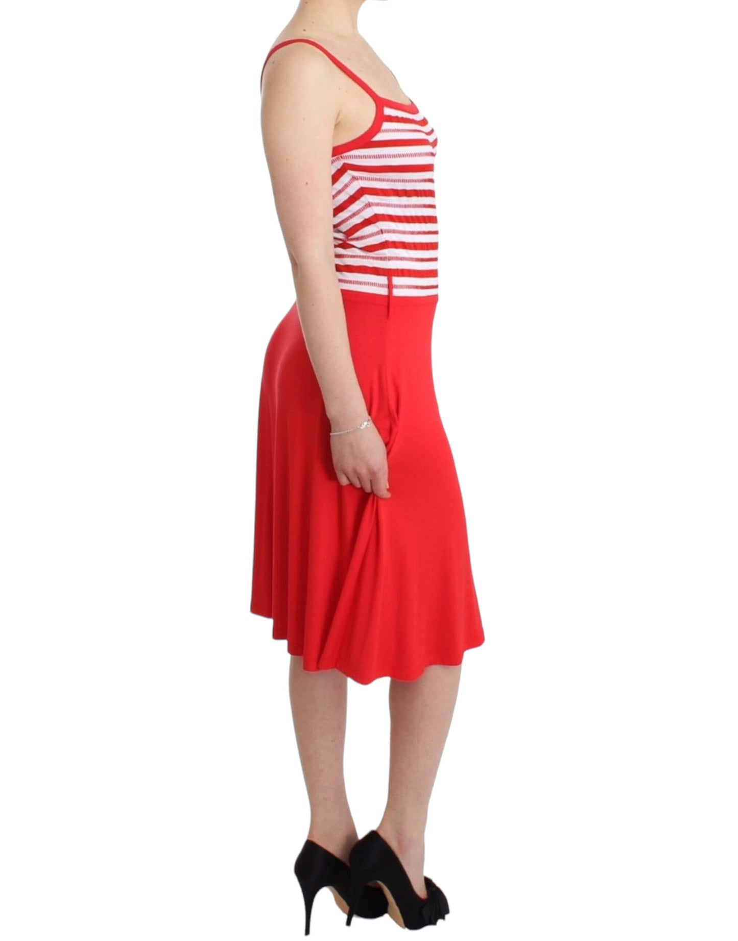 Abito a trapezio in jersey a righe rosse Roccobarocco