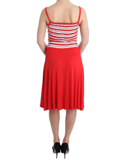 Abito a trapezio in jersey a righe rosse Roccobarocco