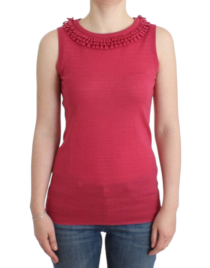 Top in maglia di lana rosa John Galliano