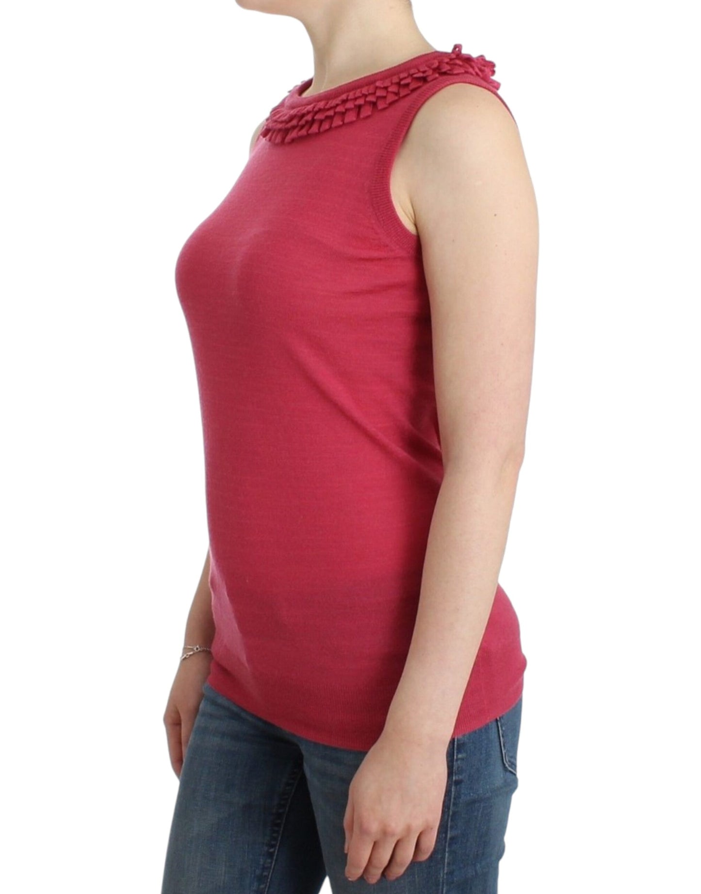 Top in maglia di lana rosa John Galliano