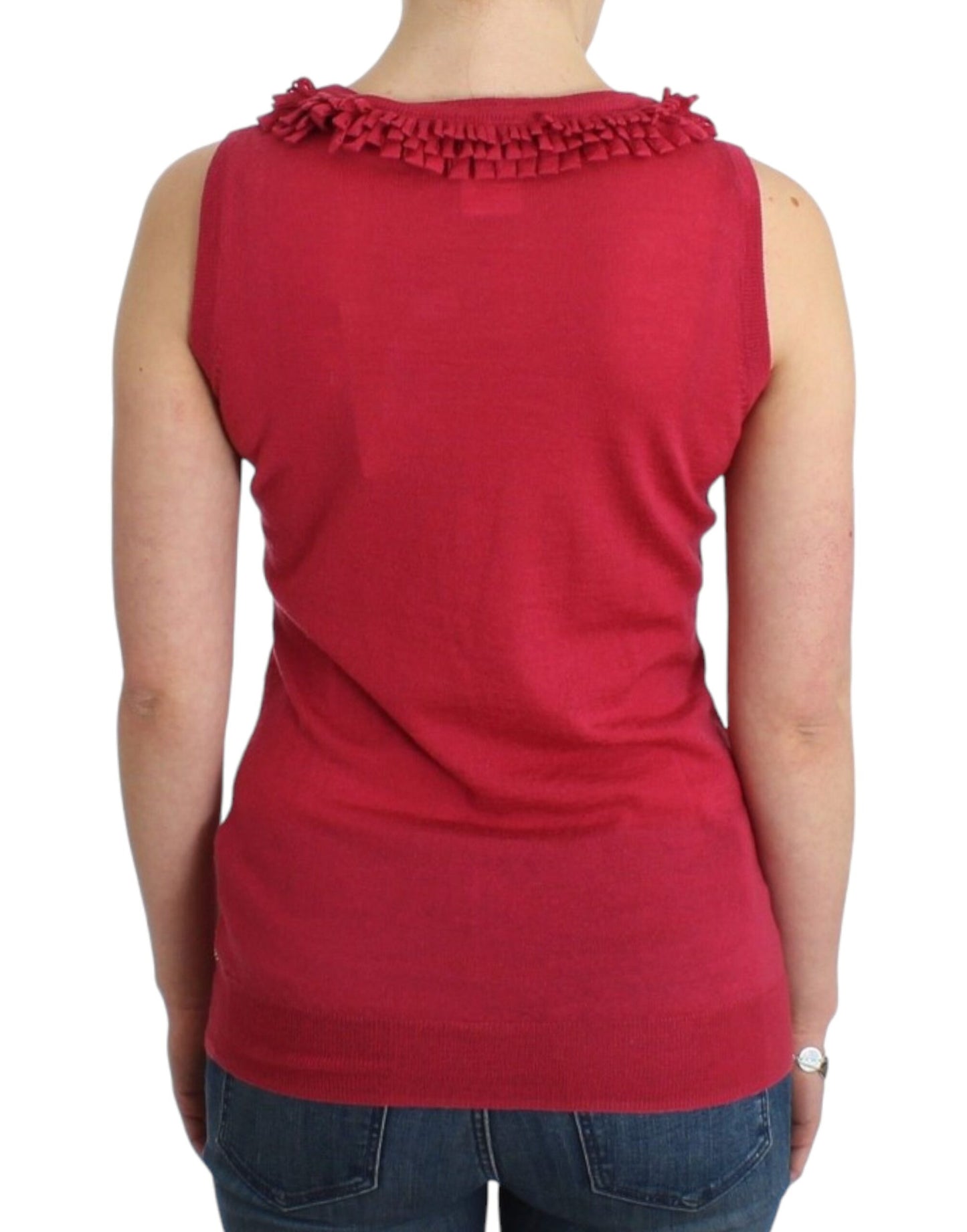 Top in maglia di lana rosa John Galliano