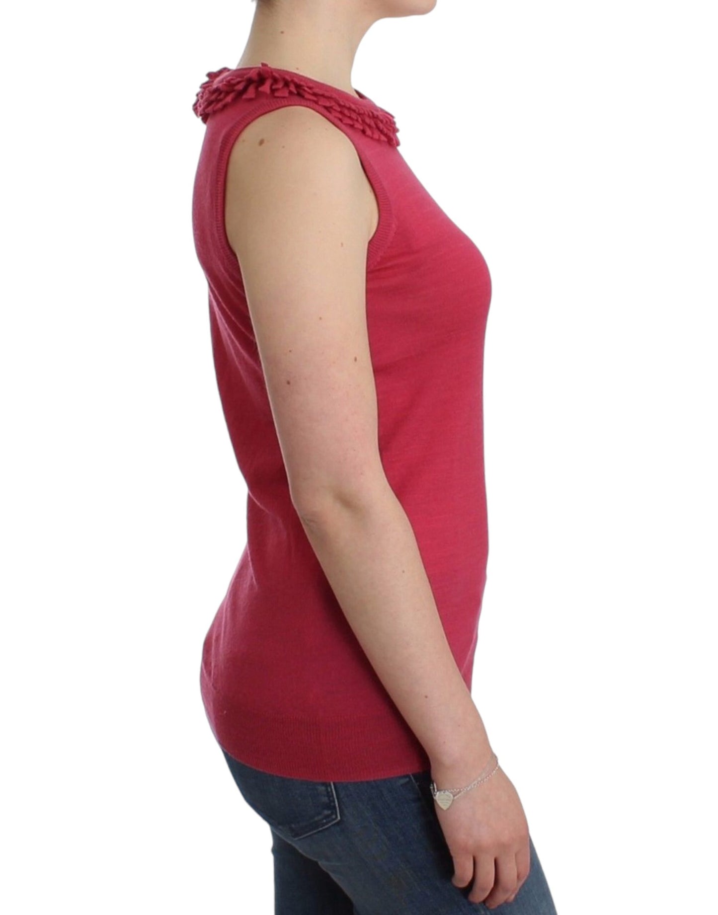 Top in maglia di lana rosa John Galliano