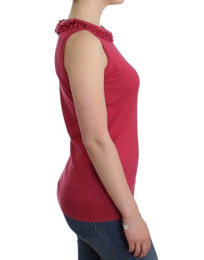 Top in maglia di lana rosa John Galliano