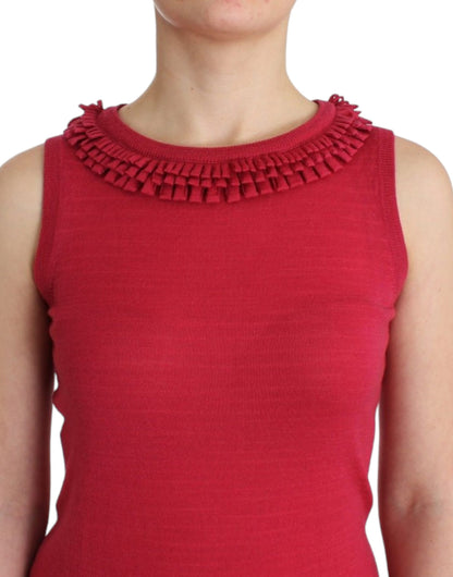 Top in maglia di lana rosa John Galliano