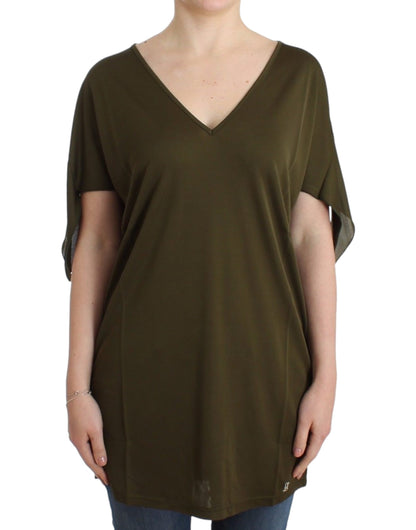 Top blusa a maniche corte verde John Galliano