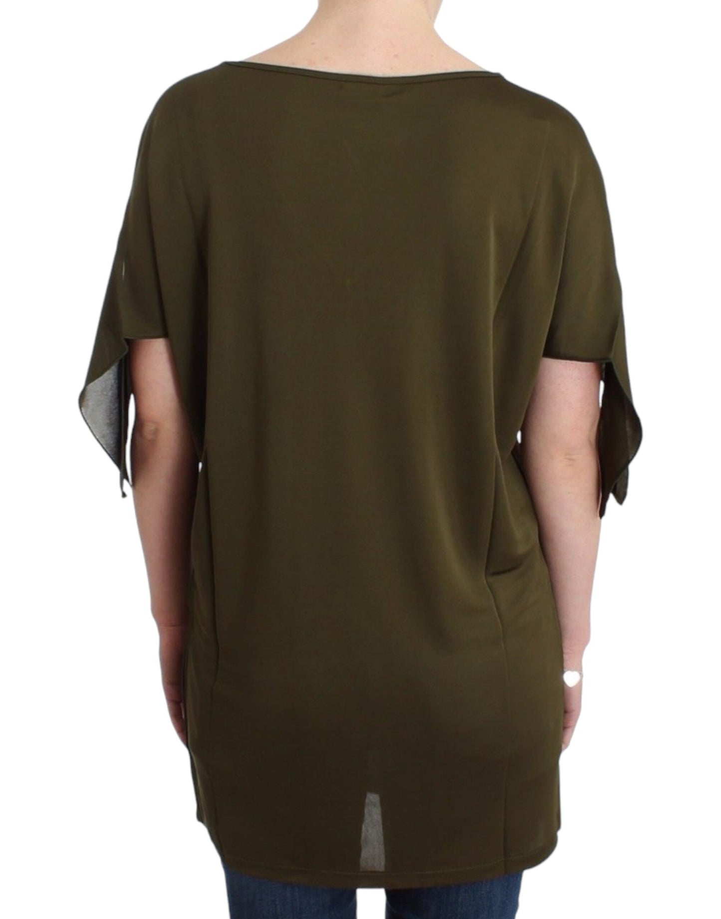 Top blusa a maniche corte verde John Galliano