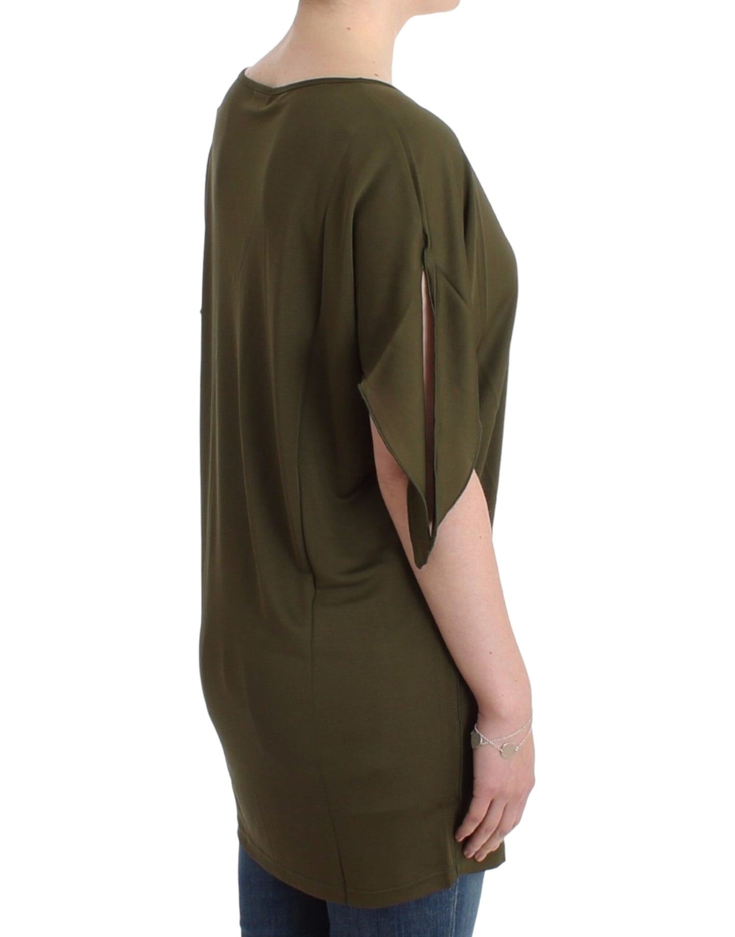 Top blusa a maniche corte verde John Galliano