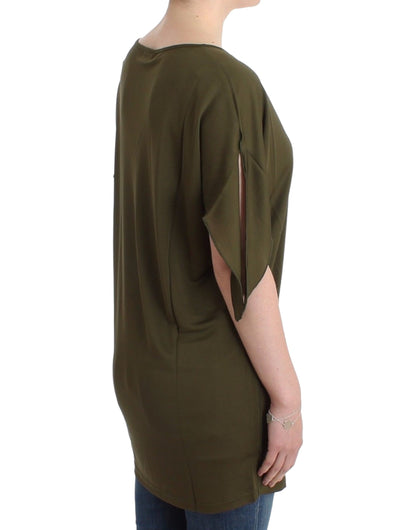 Top blusa a maniche corte verde John Galliano