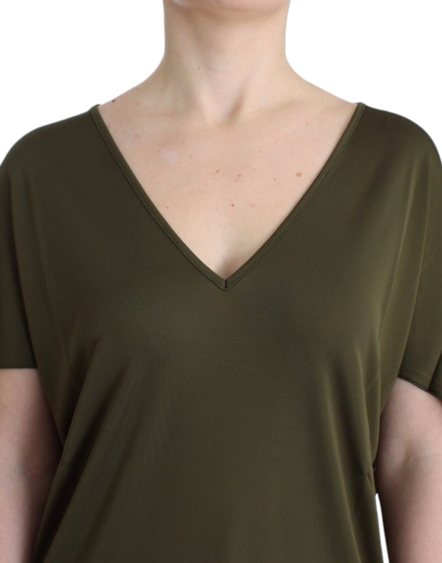 Top blusa a maniche corte verde John Galliano