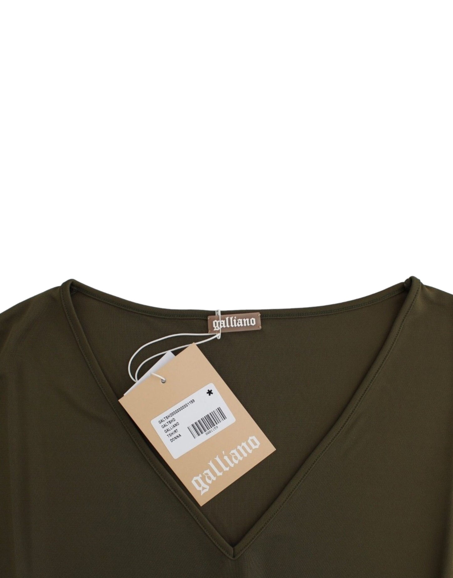 Top blusa a maniche corte verde John Galliano