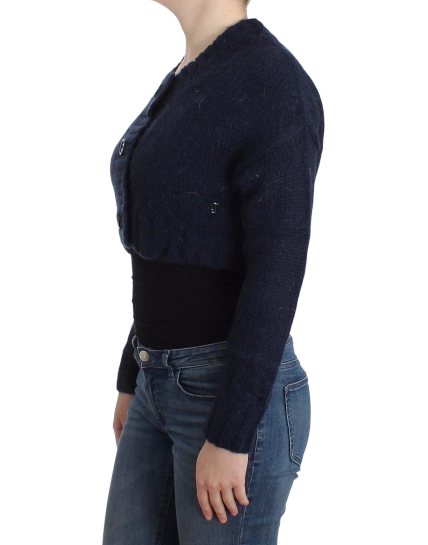 Cardigan corto blu John Galliano