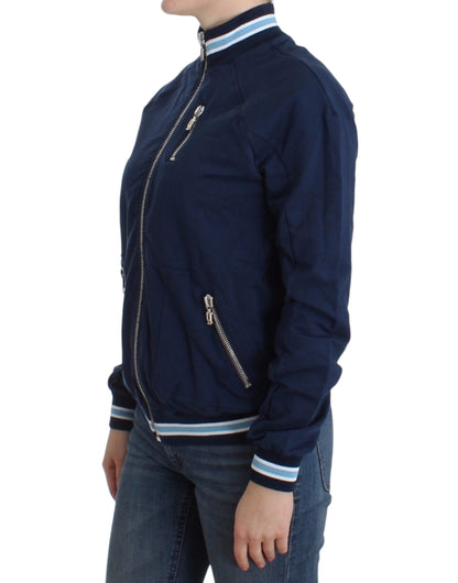 Cardigan in cotone con cerniera blu John Galliano