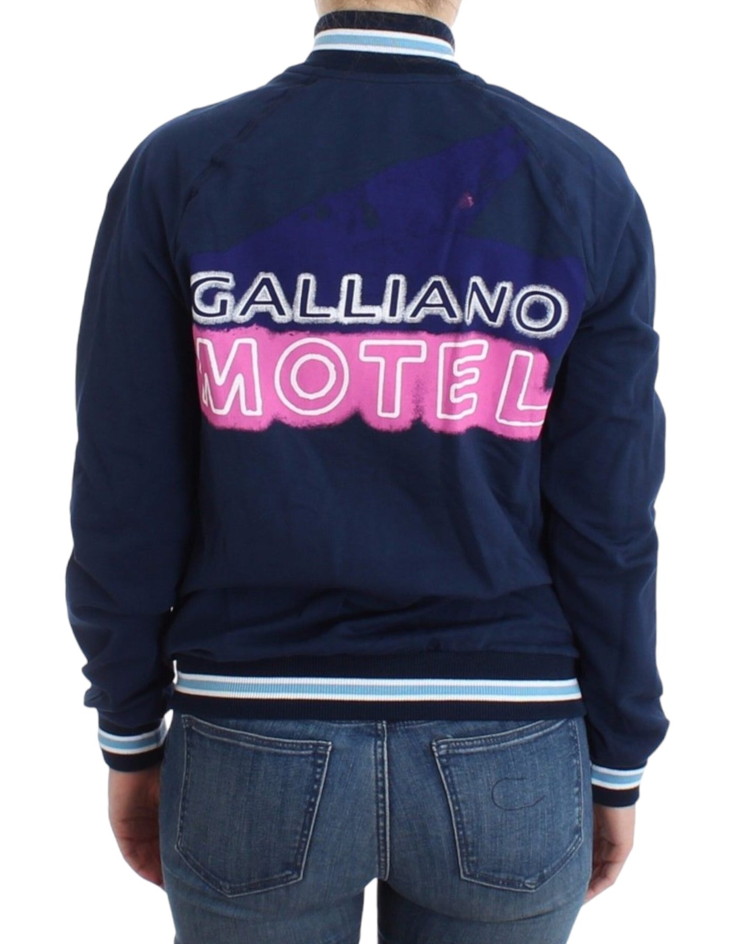 Cardigan in cotone con cerniera blu John Galliano