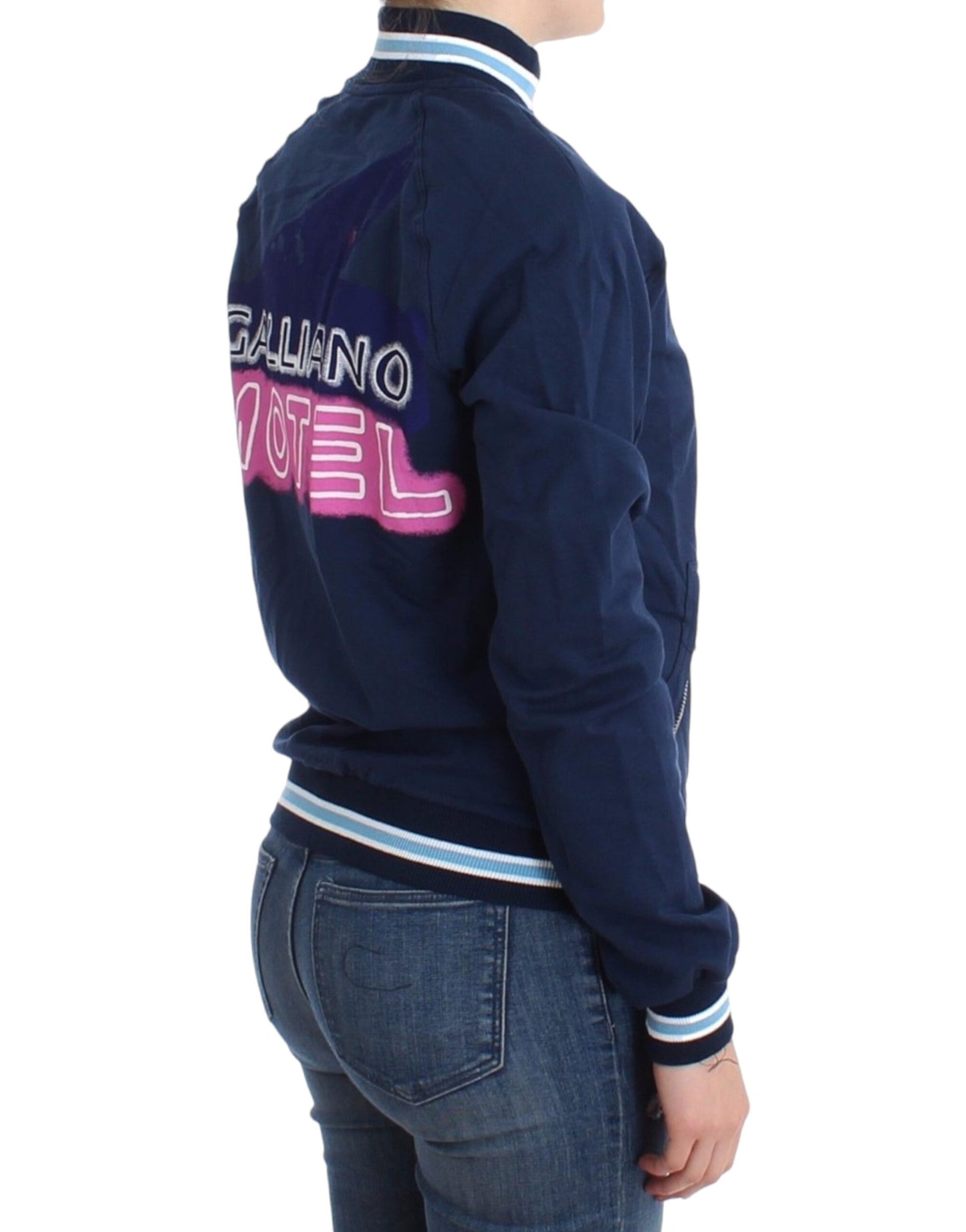 Cardigan in cotone con cerniera blu John Galliano