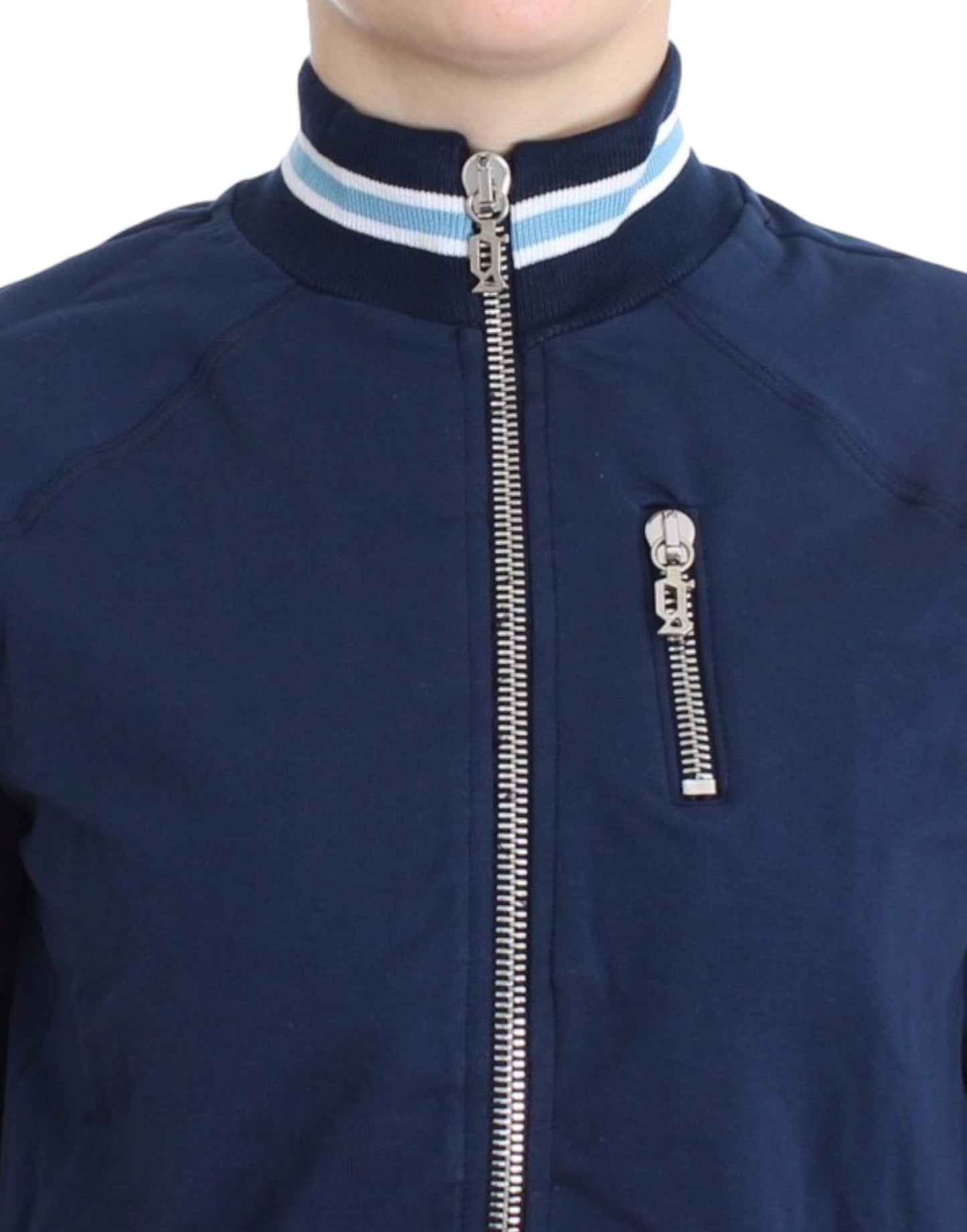 Cardigan in cotone con cerniera blu John Galliano