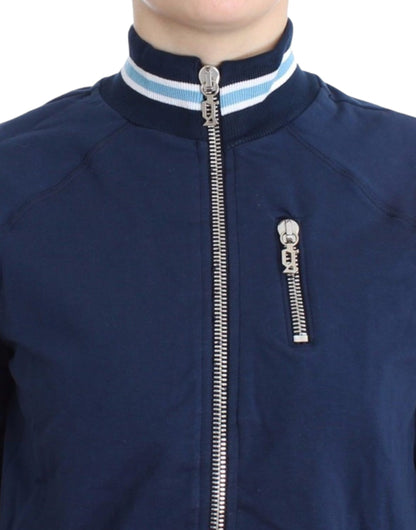 Cardigan in cotone con cerniera blu John Galliano