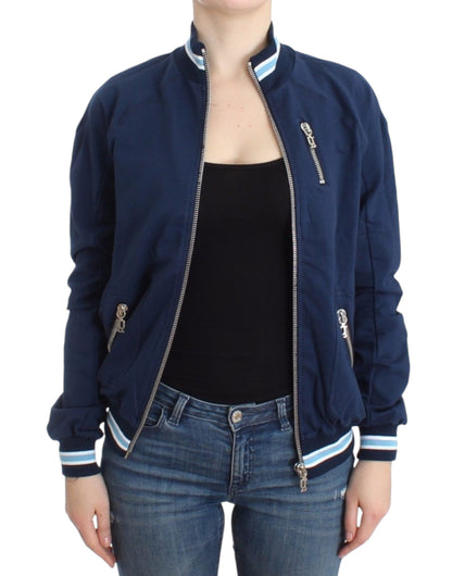 Cardigan in cotone con cerniera blu John Galliano