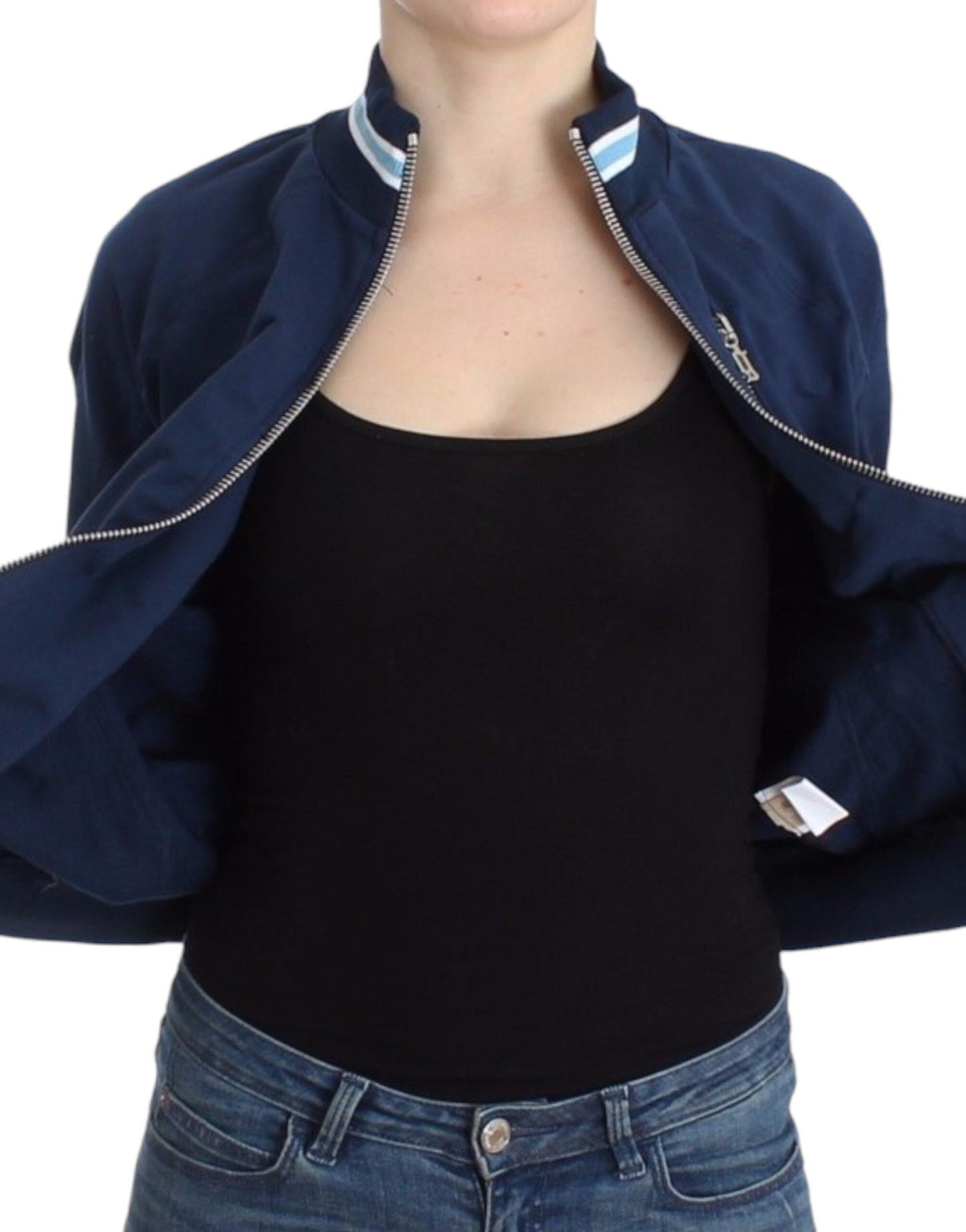 Cardigan in cotone con cerniera blu John Galliano