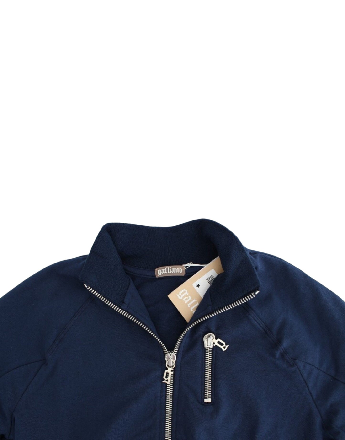 Cardigan in cotone con cerniera blu John Galliano